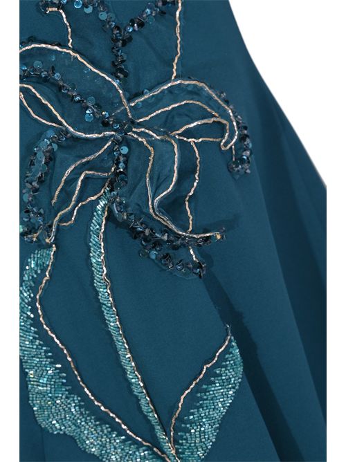 Abito longuette Luise 66707 in crepe con strass e paillettes Atlantic Blue TARIK EDIZ | 66707ATLANTIC BLUE